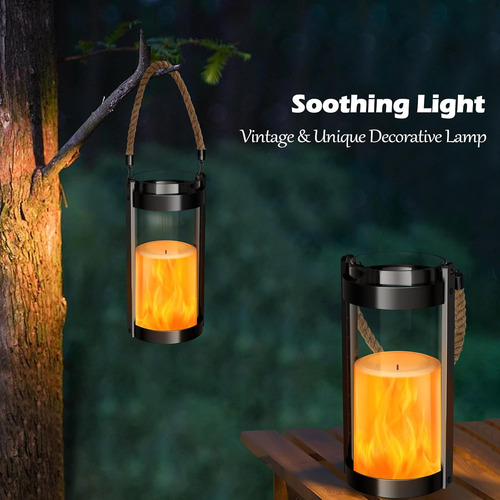 Linterna Vintage De Cristal Retro Led Parpadeante Sin Llama,