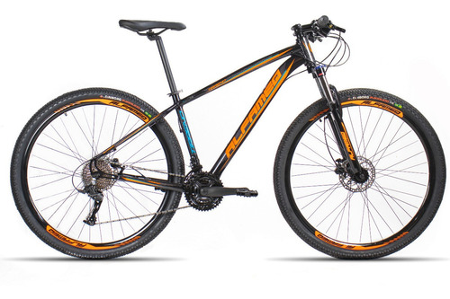 Mountain bike Alfameq Nacional Tirreno aro 29 19" 27v freios de disco hidráulico cor preto/laranja