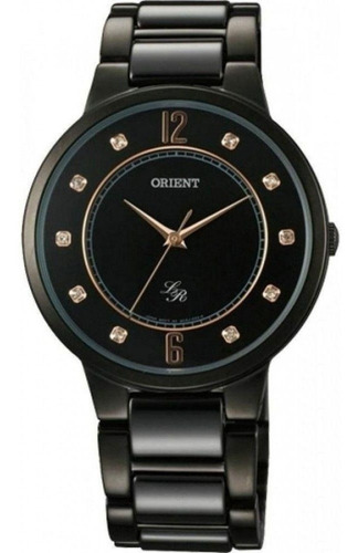 Imagen 1 de 10 de Reloj Orient Mujer Acero Ceramica Quartz Fqc0j001b Negro