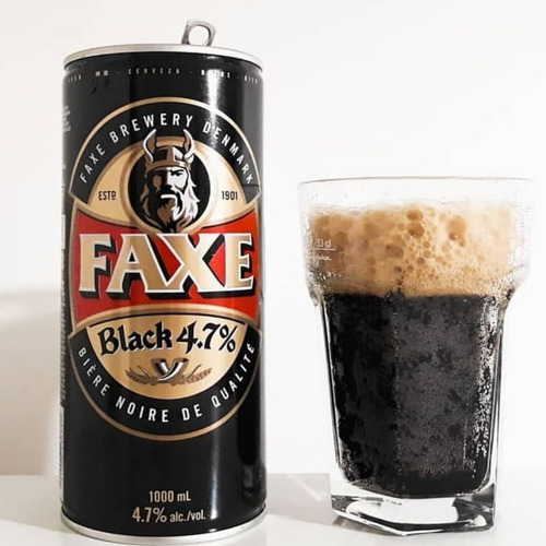 Cerveza Faxe Black 4.7% Lata 1000ml. -  Dinamarca