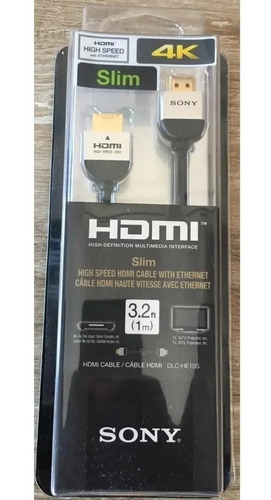 Imagen 6 de 10 de Cable Hdmi Sony Slim 4k Para Tv 1 Metro Dlc-he10s