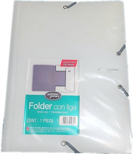 Folder Blanco Con Liga Gris Carta Wilson Jones