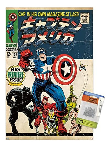 Marvel Katakana - Captain America #100 Wall Poster With...