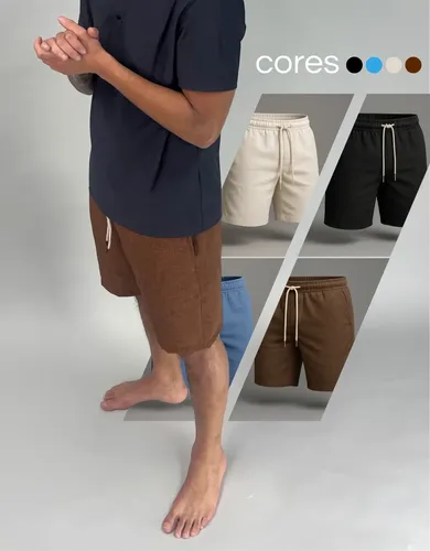 Shorts Linho Masculino Premium Bermuda Mauricinho Praia