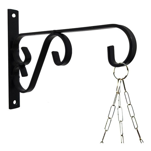 Imagem 2 de 5 de Suporte Mão Francesa Rústico P/ Plantas 20cm Preto Kit C/ 10
