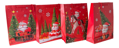 Pack 12 Bolsas Regalo Navidad 24*17cm + 10 Cintas Magicas 