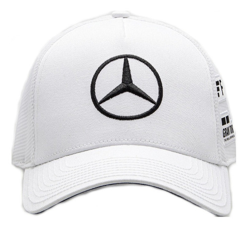 Gorra Mercedes Lewis Hamilton Curva Amg Blanca Trucker
