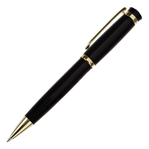 Bolígrafo Metálico Elegante Color Negro/oro Grabado En Laser