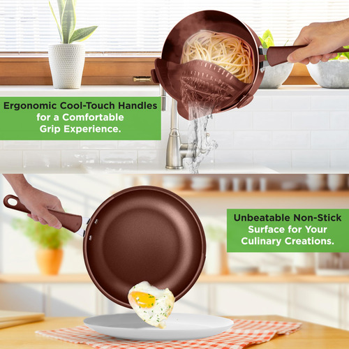Nutrichef Utensilios De Cocina Ollas Y Sartenes De Cocina Marrón