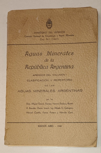 Aguas Minerales De La República Argentina- Apéndice De Vol 1