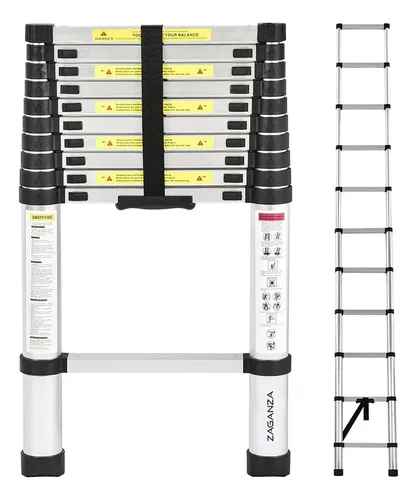 Escada Telescópica de Alumínio Zaganza 13 Degraus 3.8m Antiderrap...