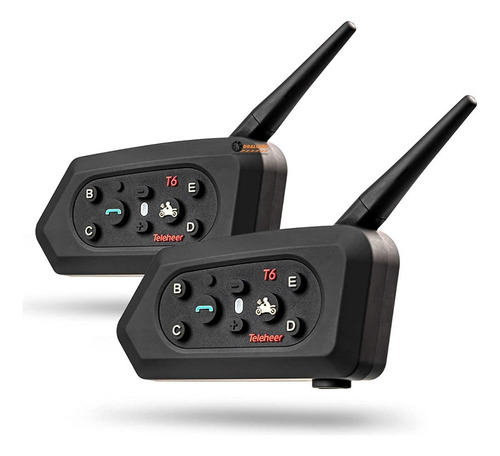 2 Intercomunicadores Casco Moto Bluetooth V6 1200m Impermeab