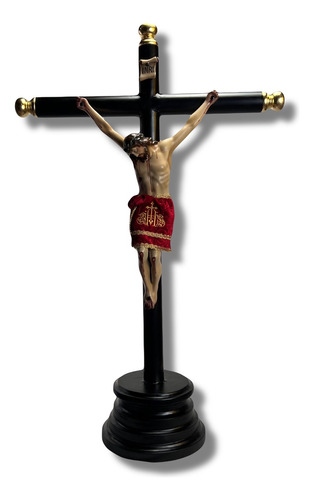 Cristo Muerto Con Base En Resina 100cm Con Cendal