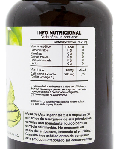 Natier Suplemento Café Verde Adelgazante Control Peso X 50c