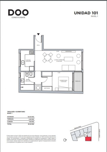 Imagen 2 de 5 de Venta Apartamento 1 Dormitorio En Cordón. Doo Constituyente