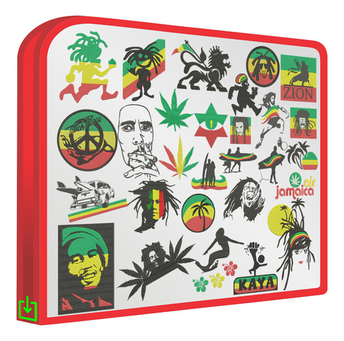 Rastaman Set De 28 Matrices Bob Marley Reggae Bordar Ropa