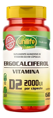 Kit C/4 Un Vitam D2 Ergocalciferol 2000 Ui 180 Cáps Unilife