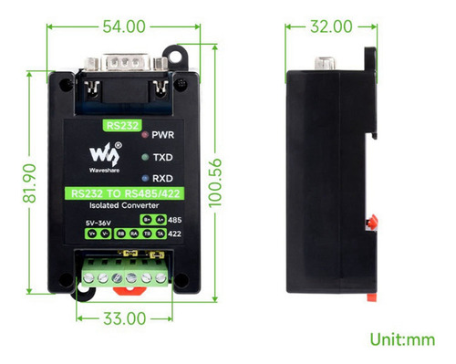 I Waveshare Rs232 A Rs485/422, Digital Activo, Aislado,