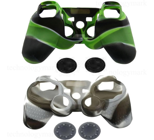 Forro Protector De Goma Silicona Control Ps2 / Ps3 + 2 Grips