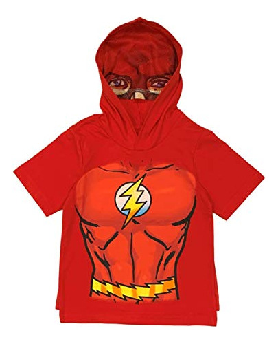 Camiseta Con Capucha De Flash Con Máscara Y Capa Para Niños 