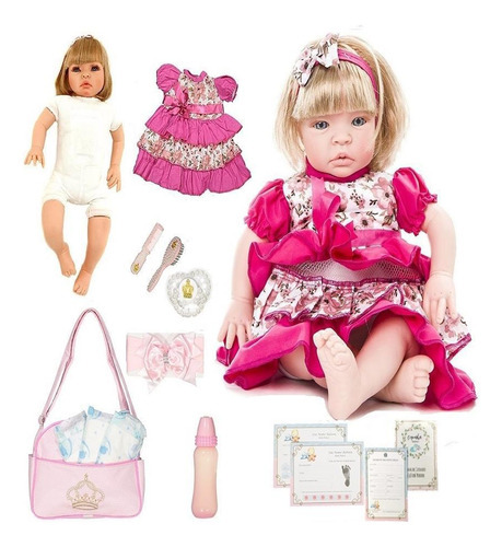 Bebê Reborn Morena Enxoval Baby Dolls 16 Itens Recém Nascido