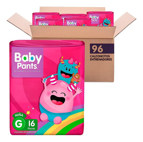 Caja de calzones pack 6 Entrenadores Baby Pants niñas talla g 16 unidades cada paquete