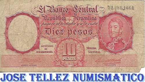 Bottero 1930 $ 10 Moneda Nacional Firmas Rojas B- Palermo