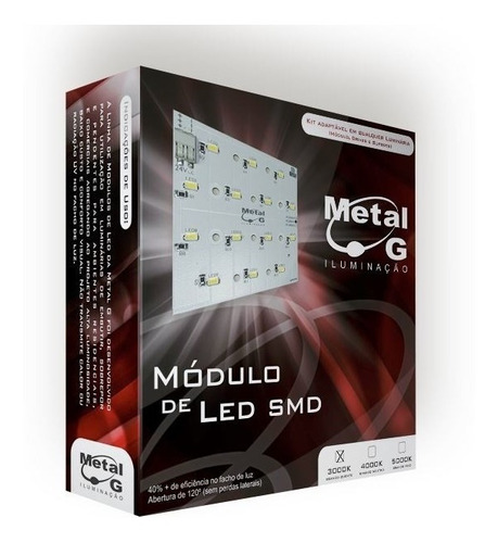 Kit Modulo 080x080mm P/plafon 14 Leds 3000k C/fonte Bivolt