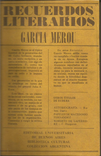 Recuerdos Literarios  Martin García Merou