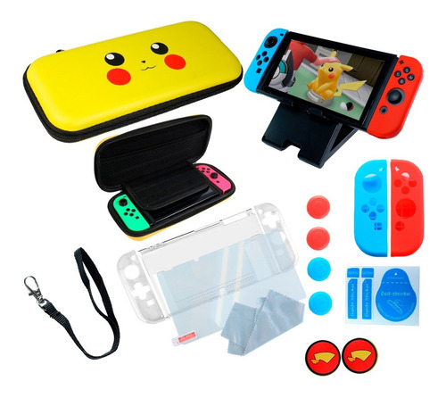 Imagen 2 de 8 de Kit Nintendo Switch Estuche Protector Accesorios Mica