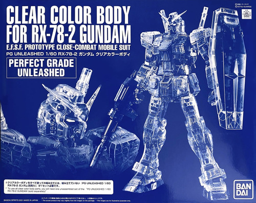 Clear Color Body For Rx-78-2 Gundam Pg Unleashed 1/60 Bandai