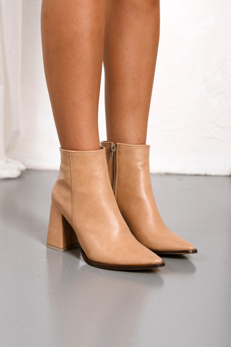 Botas Mujer Botinetas Taco Alto Eco Cuero Punta Fina Gretel
