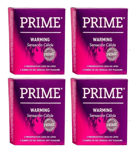 Preservativos Prime 4 Cajitas X 3 Un. Variedad Warming