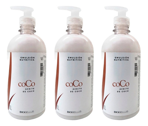 3 Emulsiónes Nutritiva Con Aceite De Coco - Biobellus 500ml