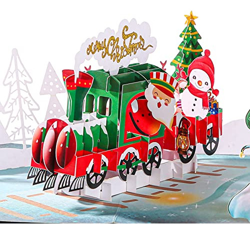 Tarjetas De Navidad Pop Up Train, Religiosas 3d, Tarjet...