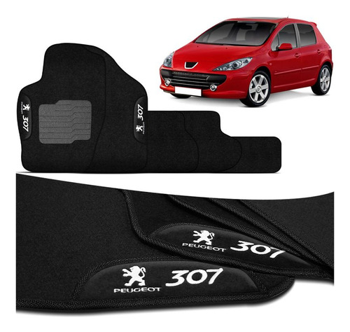 Jogo De Tapete Peugeot 307 2009 2010 2011 2012 Carpete Preto