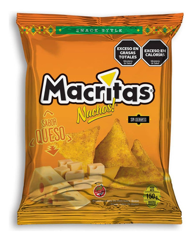 Nachos Macritas Sabor Queso X 150 Grs