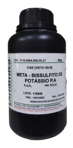 Metabissulfito De Potássio Pa Fr 500 Gr C/ Laudo Pureza