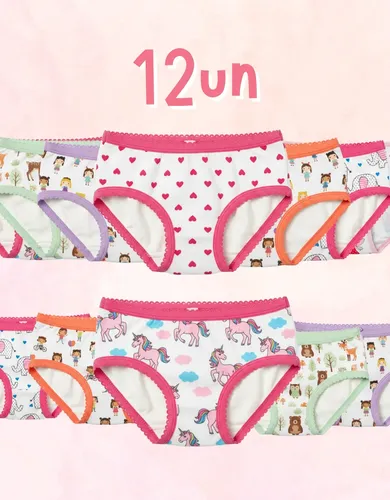 Navi Kit 12x Calcinha Algodão Infantil Menina Criança Premium