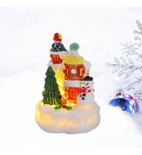 Casa Luminosa Navideña Escena De Nieve Navideña Figura De