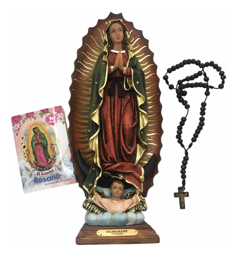 Virgen De Guadalupe 33 Cm + Novena + Camándula