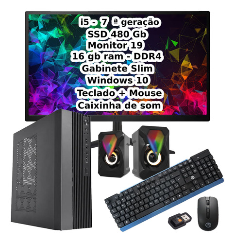 Mini Desktop + Monitor 19 Intel Core I5 6a 16gb 480gb Win10