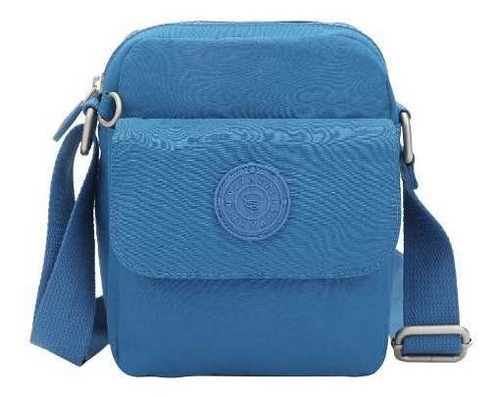 Bolsa Pequena Tiracolo Transversal Feminina Nylon  2572 Cor Azul Desenho Do Tecido Vivatti