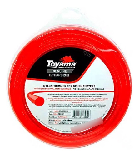 Fio De Nylon Para Roçadeira Toyama 1,8mm Redondo Blister Cor Vermelho