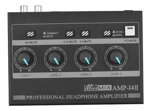 Imagen 2 de 8 de Amplificador De Auriculares Amp-14 De 4 Canales Estéreo Comp