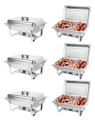 Juego De 6 Platos De Buffet De Acero Inoxidable De 8 Cuartos