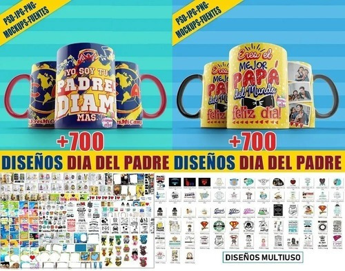 +700 Diseños Plantillas Sublimación Tazas Día  Del Padre