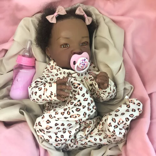 Bebe Reborn Negra Menina Realista, Cabelo Fio A Fio Princesa