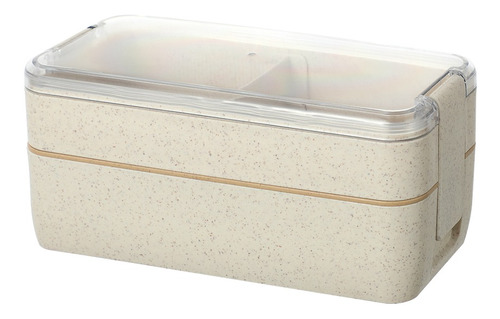 Miniso Contenedor De Alimentos Doble Paja Beige 18.5x8.2x8.3