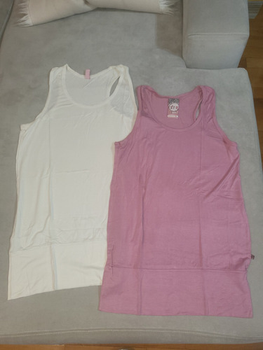 Musculosa Blanca Rosa X 2 Complot Talle Small Mujer 